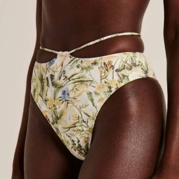 NWT ABERCROMBIE & FITCH High Leg Cheeky Bikini Swim Bottom Sz XS Tie-Back - Picture 1 of 8